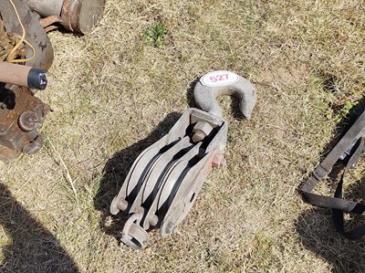 Lot 527 - 1 x Large galvanised hook & pulley