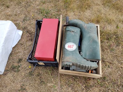 Lot 467 - Box of miss bits - grease gun, clamps etc.