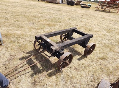 Lot 636 - Heavy-duty vintage trolley with cast wheels