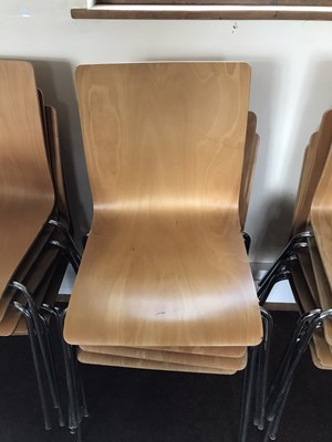Lot 345 - 88 x Plywood & chrome chairs (from Millenium...