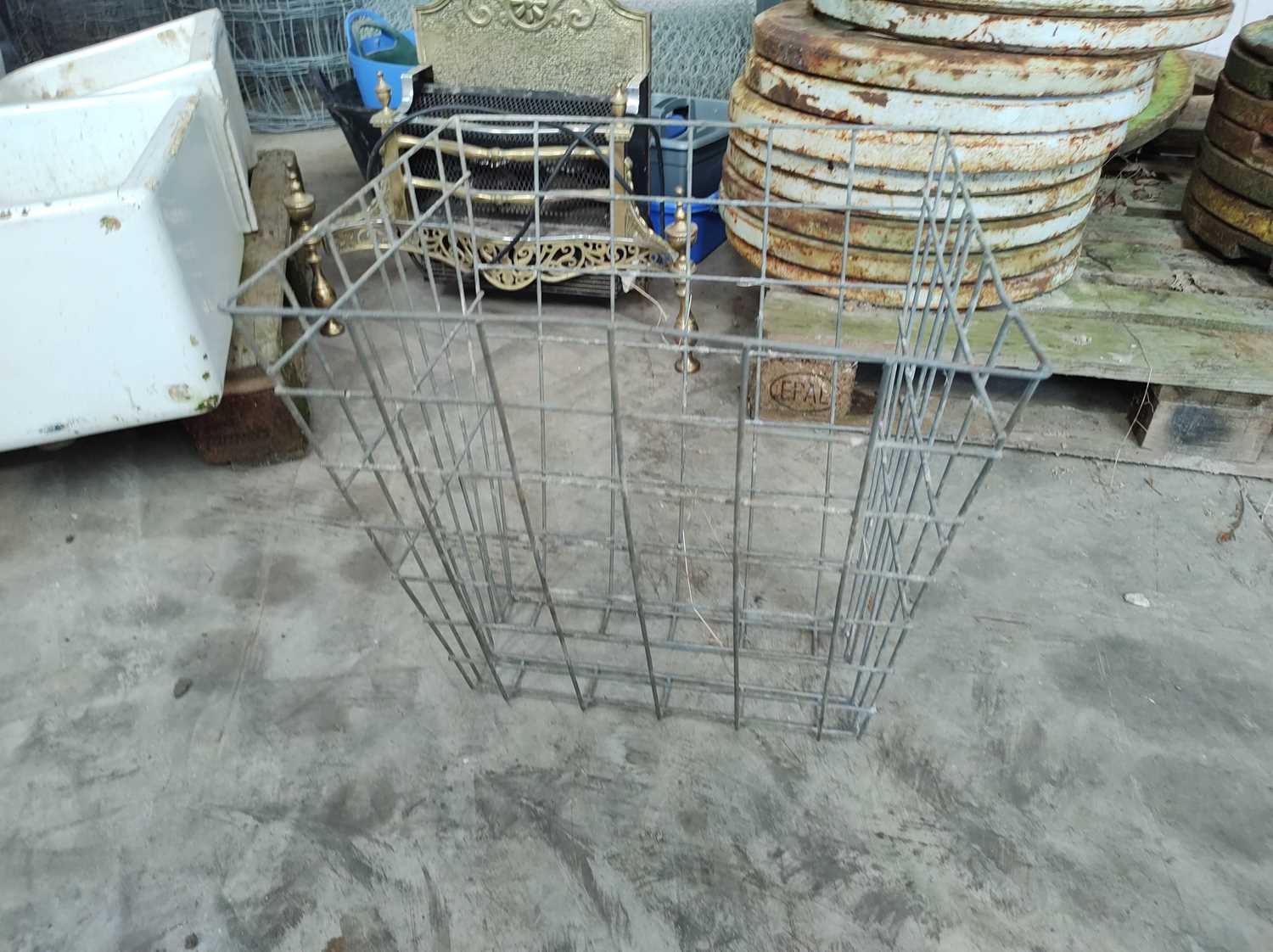 Lot 14 - Metal Hayrack and Plastic Feeders