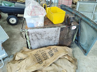 Lot 55 - Wheeled Metal Workbench with Vice and Cabinet